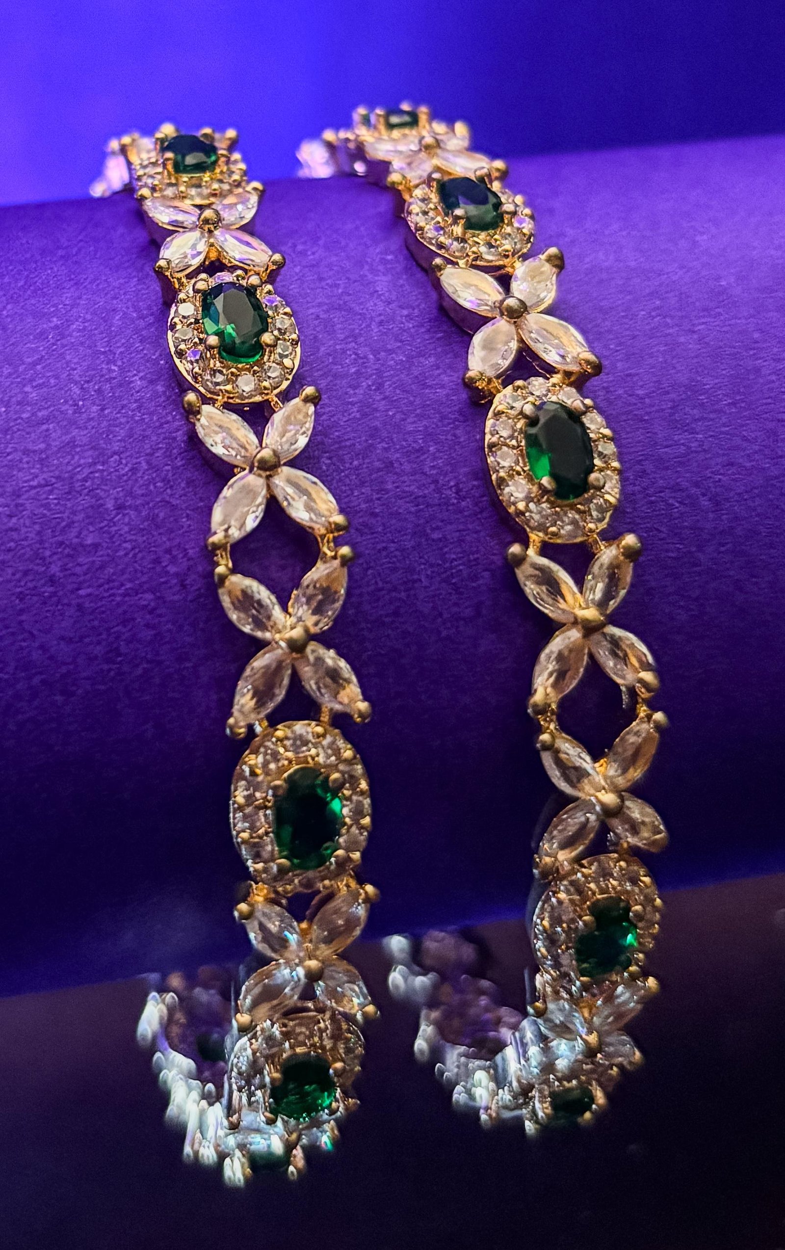 Emerald and Crystal Gold-Plated Bangles